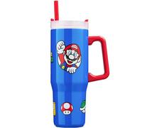 Get Trend Super Mario Insulated Tumbler 920ml, Stainless Steel Water Bottle with Straw & Handle, Ice for 42H Cold 12H & Hot 8H, Travel Coffee Mug, Boy Gifts (Blue Super Mario)
