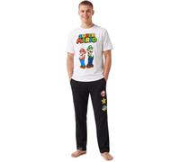 Get Trend Super Mario Mens Pyjamas Set, 2 Pcs Soft Loungewear Pjs, S-3XL Mens Short Sleeved Shirt & Long Pyjama Bottoms, Casual Nightwear Crew Neck Top with Lounge Pants, Gaming Gifts