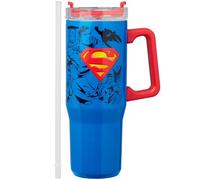 Get Trend Superman Insulated Tumbler with Straw 940ml/32oz, Stainless Steel Travel Mug for Hot & Cold Drinks, Metal Water Bottle, Thermal Coffee Cup (Blue Superman)
