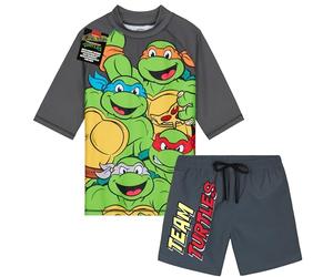 Get Trend Teenage Mutant Ninja Turtles Swimsuit Set for Boys 2 Pcs with Swimming Trunks Boys Rash Vest for Swimming Beach Trip Holiday Essentials (9-10 Years, Grey TMNT)