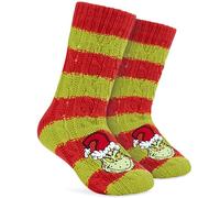Get Trend The Grinch Slipper Socks Women Teens UK Size 2.5-7.5, Fleece Lined Fluffy Socks, Xmas Secret Santa Gifts for Women (2.5/7.5 UK, Red/Green The Grinch)