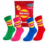 Get Trend Walkers Crisps Novelty Socks for Mens & Teen 4 Pair, UK Size 3-11 | Soft Knitted Casual Crew Socks for Adults, Stretch Fit Breathable Everyday Wear Funny Gifts for Men