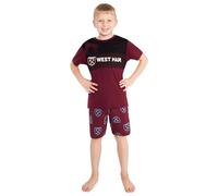 Get Trend West Ham United F.C. Pyjamas for Boys Teens Short Football PJs Breathable Nightwear Loungewear Sleepwear Boys Gifts (13-14 Years, Burgundy West Ham)