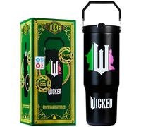 Get Trend Wicked Insulated Tumbler Flip Up Straw & Handle, Metal Travel Water Bottle 850ml/30oz, Thermal Double Wall Vacuum for Hot & Cold Drinks (Black Wicked)