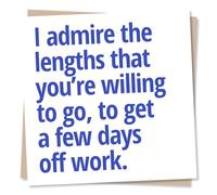 Get Well Card for Men, Him, Male, Colleague - Funny Time Off Work Joke | for Women, Her, Brother, Dad, Bestie, Boss - from All of Us, the Team - Blue Bold Type - Blank Inside, with Envelope
