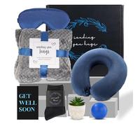 Get Well Gifts For Men,Care Package For Men With Cozy Blanket|Memory Foam Pillow|Stress Ball|Socks|Eye Mask|Thinking Of You Greeting Card|Little Plant,Get Well Soon Gift Basket for Dad|Husband|Brother