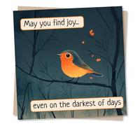 Get Well or Recovery or Thinking of You Card For A Friend Or Loved One - Beautiful Robin Design - May You Find Joy Even On The Darkest Days - Recovery or Thinking Of You Card