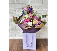 Get Well Soon Bouquet Rose, Lisanthus - Gerbra - Carnations, Seasonal Floral Display Arrangement, Cheerful Pastel Colour Flowers