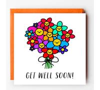 Get well soon card, Cute Bouquet Get well soon Wishes card, Hope you feel better soon card, Wisihing you a speedy recovery card, for him, her, thinking of you
