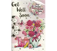Get Well Soon Card, Floral Bouquet with Butterfly Design, Hope You're Feeling Better Soon Message, Recovery Greeting Card