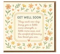 Get Well Soon Card - Floral Flowers and Hearts Design - Heartfelt Comfort and Strength Message - Thoughtful Card for Friend, Family or Colleague