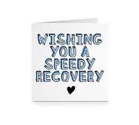 Get Well Soon Card for Him Her - Speedy Recovery Blue Heart For Friend Brother Sister Colleague