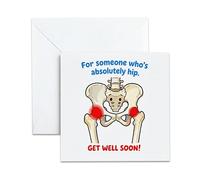 Get Well Soon Card for Men, Women. Hip Surgery Recovery Gifts. Absolutely Hip Cartoon Design. Speedy Healing Wishes. 13x13cm with Envelope