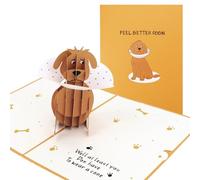 Get Well Soon Card, Funny 3D Dog Pop-Up Card with Pull-Out Wish Card, for Surgery Recovery, Injury, Illness, Get Well Wishes