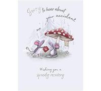 Get Well Soon Card, Sorry about your accident, Speedy Recovery Greeting Card with Mouse and Mushroom Design