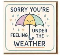 Get Well Soon Card - Sorry You’re Feeling Under the Weather - Cute Umbrella Design - Encouragement Card for Friend, Family or Colleague