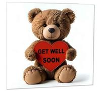 Get Well Soon Card - Teddy Bear Cute Design 148mm x 148mm