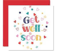 Get Well Soon Cards for Men - Get Well Soon Hearts - Cards for Women, Speedy Recovery Card, 145mm Joke Humour Greeting Best Friend Brother Sister Work Colleague