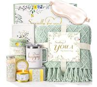Get Well Soon Care Package, Gift Basket for Sick Friends After Surgery, Feel Better Self Care Gift Box for Her with Blanket-Green