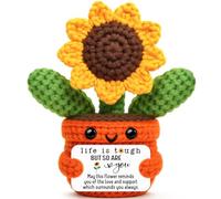 Get Well Soon Crochet Sunflower Gifts for Women Friends Sister Healing, Life is Tough But So are You, Christmas Stocking Stuffer Birthday Inspirational Cheer Up Gifts for Coworker Mom Grandma Aunt