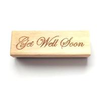 Get Well Soon Edwardian Script Font Sentiment Wooden Mount Rubber Stamp - 7cm