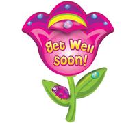 Get Well Soon Flower Foil Balloon, 32 Inch (81cm), Tulip Flower, Party Decoration for Air or Helium