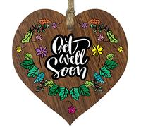 Get Well Soon For Women Men Wooden Heart Plaque, Dark Wood Sign Keepsake, Get Well Soon, Speedy Recovery Gift, Joke Humour Get Well Gift for Best Friend Brother Sister Work Colleague