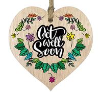 Get Well Soon For Women Men Wooden Heart Plaque, Light Wood Sign Keepsake, Get Well Soon, Speedy Recovery Gift, Joke Humour Get Well Gift for Best Friend Brother Sister Work Colleague