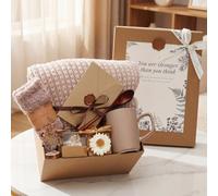 Get Well Soon Gifts Baskets for Women, Thinking of You Gift Self Care Package, After Surgery Recovery Bereavement Sympathy Gift, Encouragement Comfort Wellness Hug Box for Her Mom, Wife, Sister,Brown