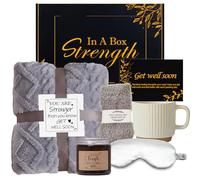 Get Well Soon Gifts for Men Care Package with Blanket, Socks, Eye Mask, Mug, Scented Candle, After Surgery, Sympathy Gift Baskets for Sick Him Brother Relatives Friends