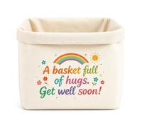 Get Well Soon Gifts for Women, Get Well Soon Bread Basket with Warm Words, Canvas Storage Baskets with Rainbow After The Rain Design, Small Storage Box for Gifts, Gift Basket for Bedroom Ward Kitchen