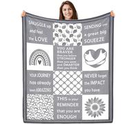 Get Well Soon Gifts for Women Men- Healing Hug Grey Flannel Throw Blanket 130X150cm - Thinking of You Gifts for Friends, Sister, Daughter - Christmas Birthday Comfort Grey Blanket