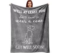 Get Well Soon Gifts for Women Men Soft Healing Blanket | After Surgery Recovery/Feel Better/Cheer Up Empathetic Presents for Patients Friends Family, At Least You Don't Have to Wear a Cone Throw