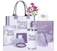 Get Well Soon Gifts for Women - Stronger Than the Storm - Cancer Recovery Care Package, Surgery, Sick Girlfriend, Hospital Comfort, Chemo Care - Gift Basket with Canvas Carry Bag