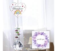 Get Well Soon Gifts for Women, Thinking of You Gifts - Rainbow Heart Crystal Sun Catcher, Surgery Recovery Gifts, Cancer Gifts for Woman, Cheer Up Gifts for Mum, Dad, Sister, Friend