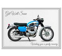 Get Well Soon Motorcycle Card - Illness Sick Motorbike Lovers Bikers Greetings - Home Confinement Hospital Wishes Speedy Recovery Feel Better - Blank inside to write special message of support love