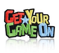 Get Your Game On Patch, Colorful Gaming Slogan Embroidered Morale Patch, Iron On Sew On for Backpacks, Hats, Jackets, Jeans, Vests, Hats, Shoes, DIY Competitive Edge Badge for Gamers, Athletes, Teens