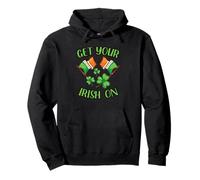 Get Your Irish On Green Clovers Irish Flags St Patrick's Day Pullover Hoodie