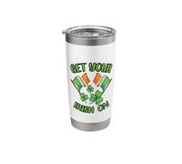 Get Your Irish On Green Clovers Irish Flags St Patrick's Day Stainless Steel Insulated Tumbler