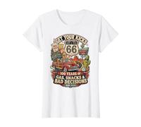 Get Your Kicks 100 Years Gas Snacks Bad Decisions Value Graphic T-Shirt, Women, White, M