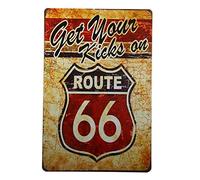 Get Your Kicks On Route 66 Rustic Retro Fashion Chic Metal Tin Sign Garage Vintage Garden House Wall Decor 12X8 Inch
