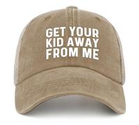 GET Your Kid AWAYS from ME Trucker Hat Men Vintage Mesh Cap for Summer Khaki
