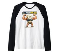 Get Your Protein Funny Jacked Tofu Vegan Dude Raglan Baseball Tee