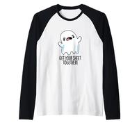 Get Your Sheet Together Funny Ghost Pun Raglan Baseball Tee