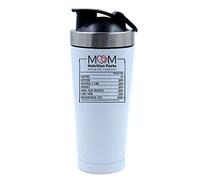 Getagift 500ml Aluminium Shaker Bottle for Supplement Shakes - Easy Clean, Durable Cup Mothers Day, Mom Nutrition Facts Mug, Christmas, Birthday, Mum, Mommy, Mummy. (White)