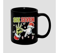 Getagift 67 Meme, Six Seven Hand Sign Meme, Funny Christmas Humour Gift, 11 oz Full Coloured Frosted Ceramic Coffee Mug. (Black)