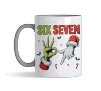 Getagift 67 Meme, Six Seven Hand Sign Meme, Funny Christmas Humour Gift, 11 oz Inside Coloured Ceramic Coffee Mug. (Grey)