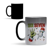 Getagift 67 Meme, Six Seven Hand Sign Meme, Funny Christmas Humour Gift, 11oz Colour Changing Ceramic Coffee Cup, Magic Mug. (C Shaped Handle)