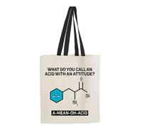 Getagift A Mean Oh Acid, Science Gifts for Adults, Chemistry or Biology Teacher Gift, Reusable Bag, Shopping Bag, Tote Bag. (Black Handle)