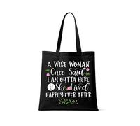 Getagift A wise woman once said I'm out of here funny Present for colleagues, Friends, Coworker, Office Leaving gifts for her, women, Reusable Bag, Shopping Bag, Tote Bag. (Full Black)